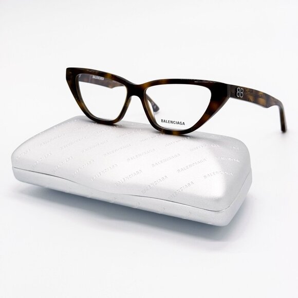 NEW BALENCIAGA EYEGLASSES BB0128O 005 CAT EYE DARK HAVANA WOMEN EYEWEAR BALENCIA - Picture 2 of 9